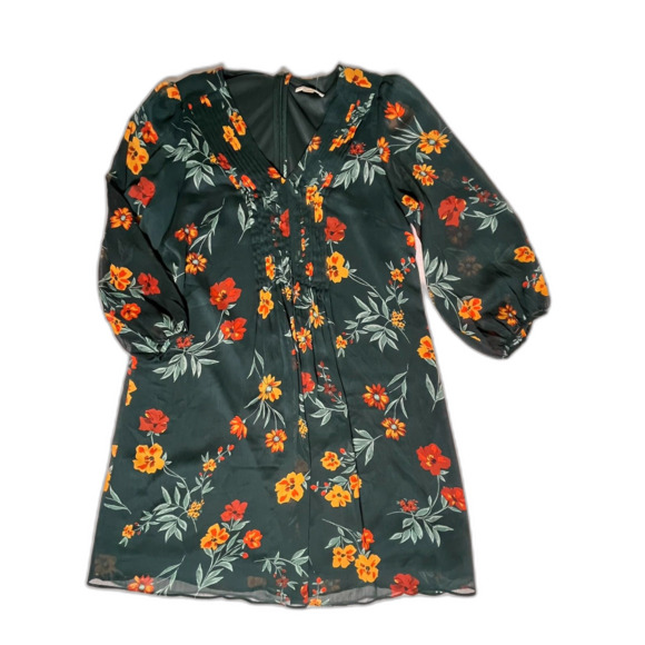 NWT Calvin Klein Forest Green Boho Cottagecore Dress Peasant 10 MSRP $129 - Picture 3 of 10